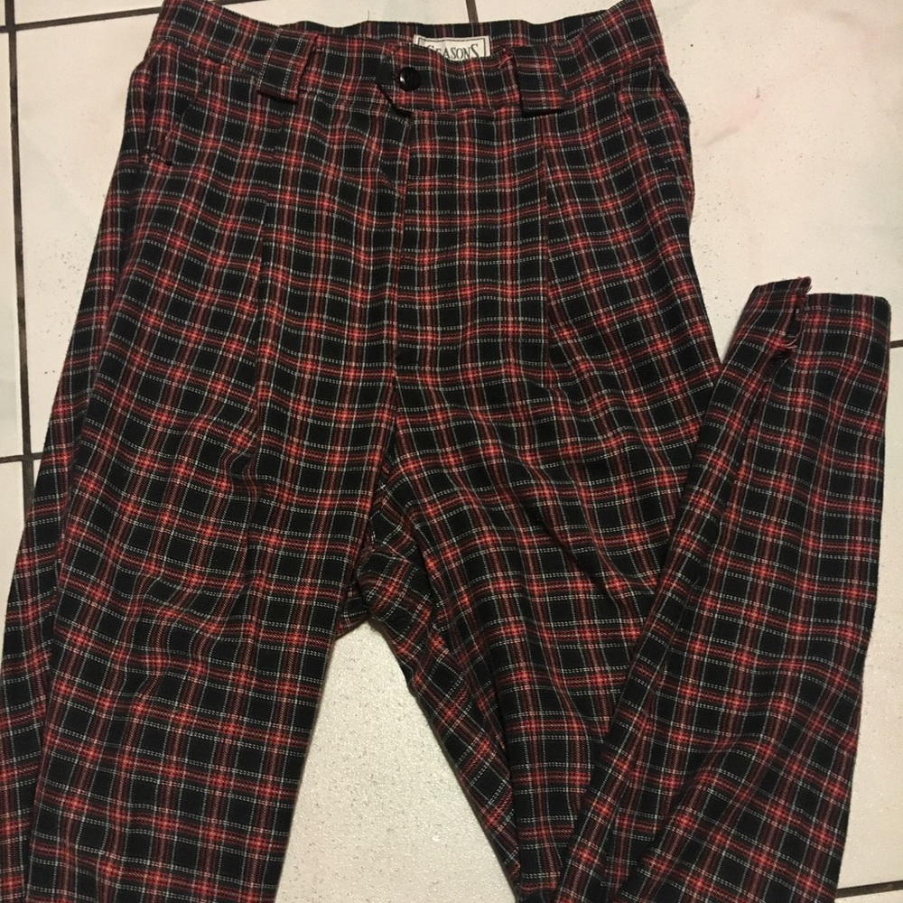 plaid high waisted pant